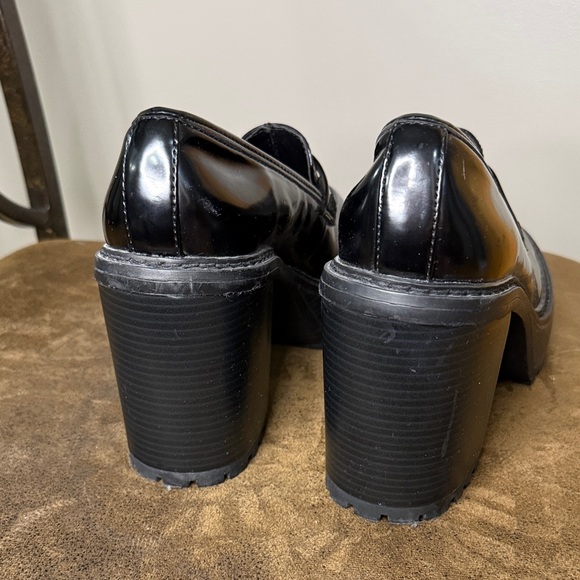 Madden Girl Shiny Black Chunky Loafers - Picture 4 of 6